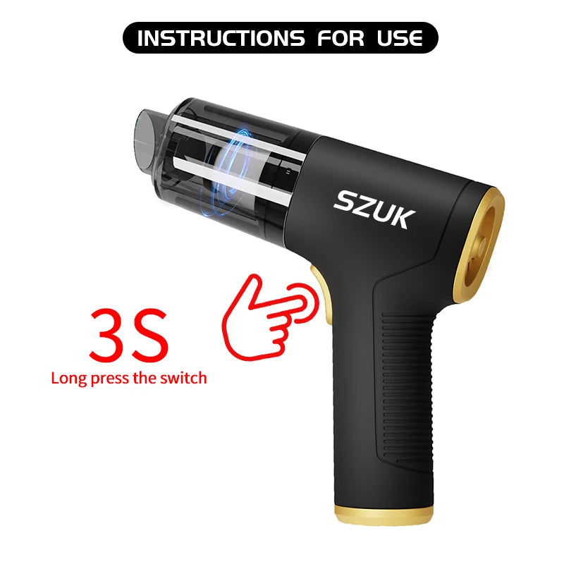 Mini Aspirador de Pó para Carro - Máquina de Limpeza Potente com Forte Sucção Portátil- SZUK