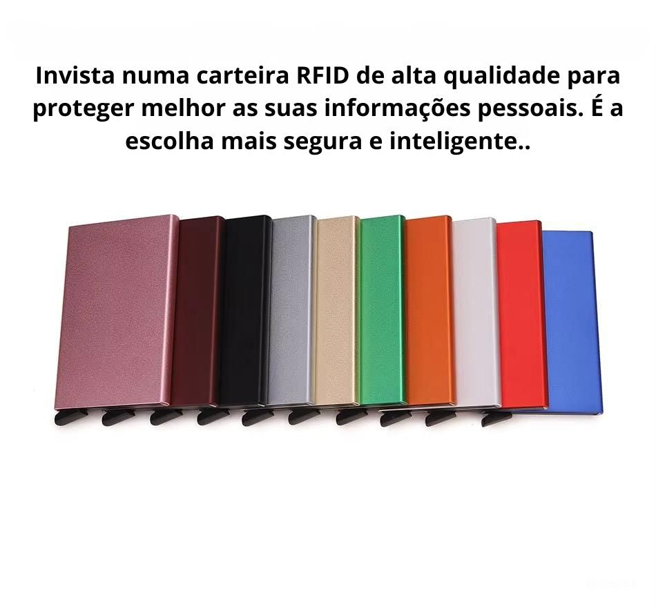 Carteira Inteligente RFID, Porta-Cartões, Metal, Fina e Slim, para Homens e Mulheres