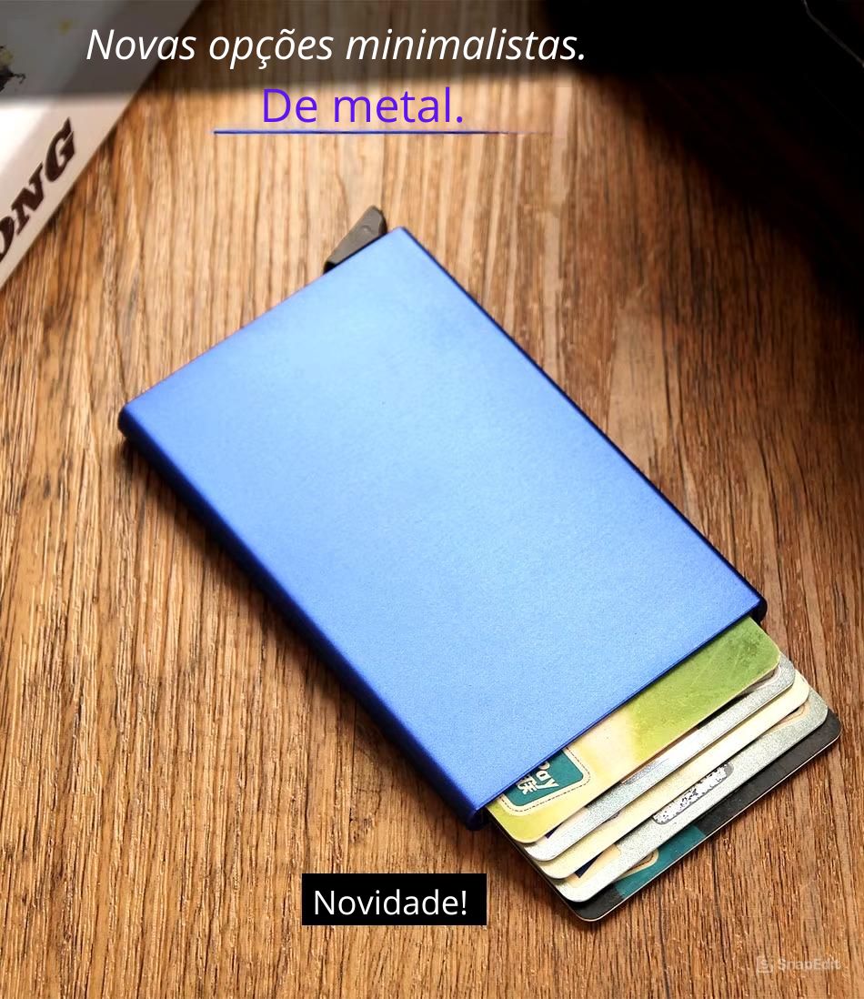 Carteira Inteligente RFID, Porta-Cartões, Metal, Fina e Slim, para Homens e Mulheres