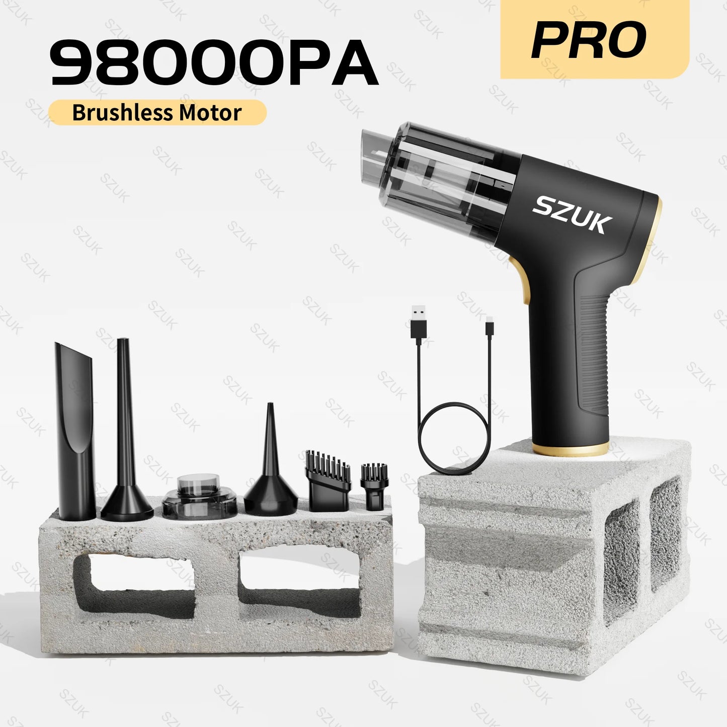 Mini Aspirador de Pó para Carro - Máquina de Limpeza Potente com Forte Sucção Portátil- SZUK