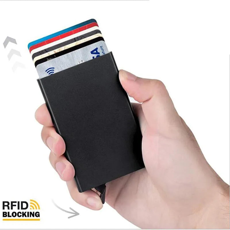 Carteira Inteligente RFID, Porta-Cartões, Metal, Fina e Slim, para Homens e Mulheres