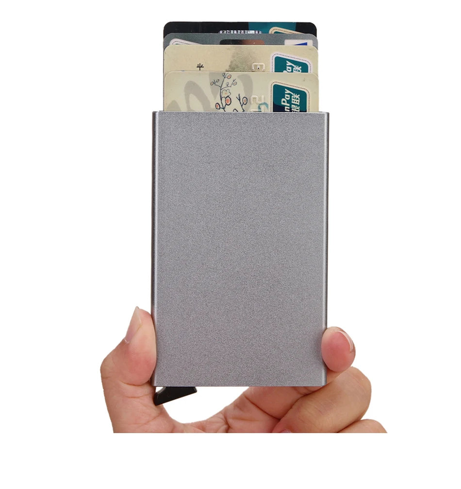 Carteira Inteligente RFID, Porta-Cartões, Metal, Fina e Slim, para Homens e Mulheres
