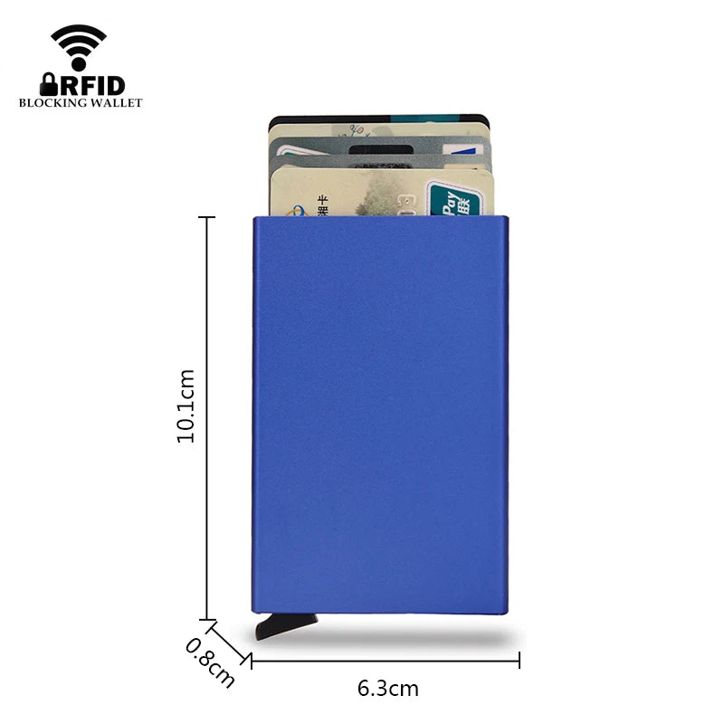 Carteira Inteligente RFID, Porta-Cartões, Metal, Fina e Slim, para Homens e Mulheres
