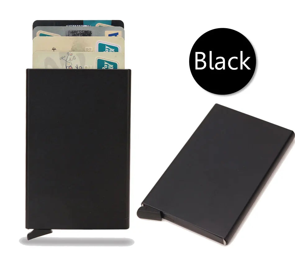 Carteira Inteligente RFID, Porta-Cartões, Metal, Fina e Slim, para Homens e Mulheres
