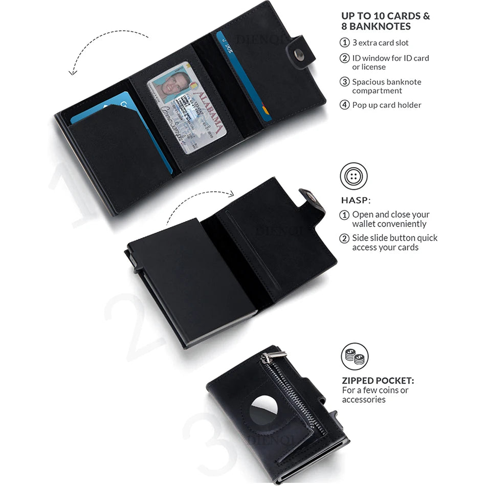 Carteira Mini de Couro Sintético com Proteção RFID – Estilo Moderno e Compacto
