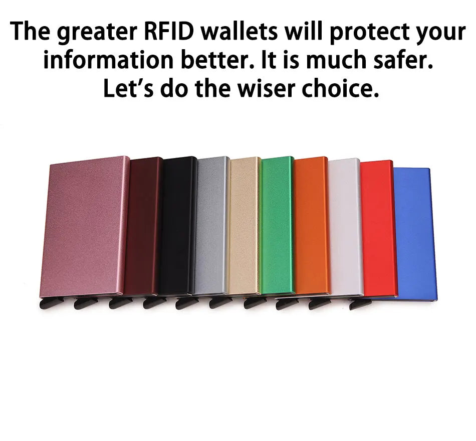 Carteira Inteligente RFID, Porta-Cartões, Metal, Fina e Slim, para Homens e Mulheres