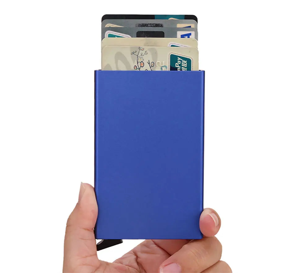 Carteira Inteligente RFID, Porta-Cartões, Metal, Fina e Slim, para Homens e Mulheres