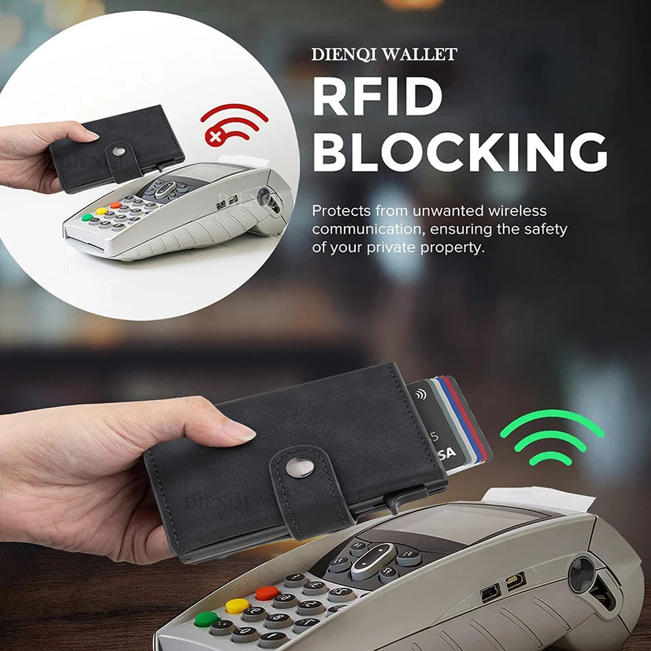 Carteira Mini de Couro Sintético com Proteção RFID – Estilo Moderno e Compacto