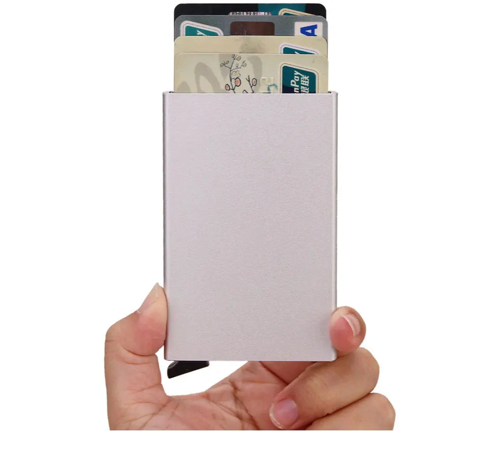 Carteira Inteligente RFID, Porta-Cartões, Metal, Fina e Slim, para Homens e Mulheres