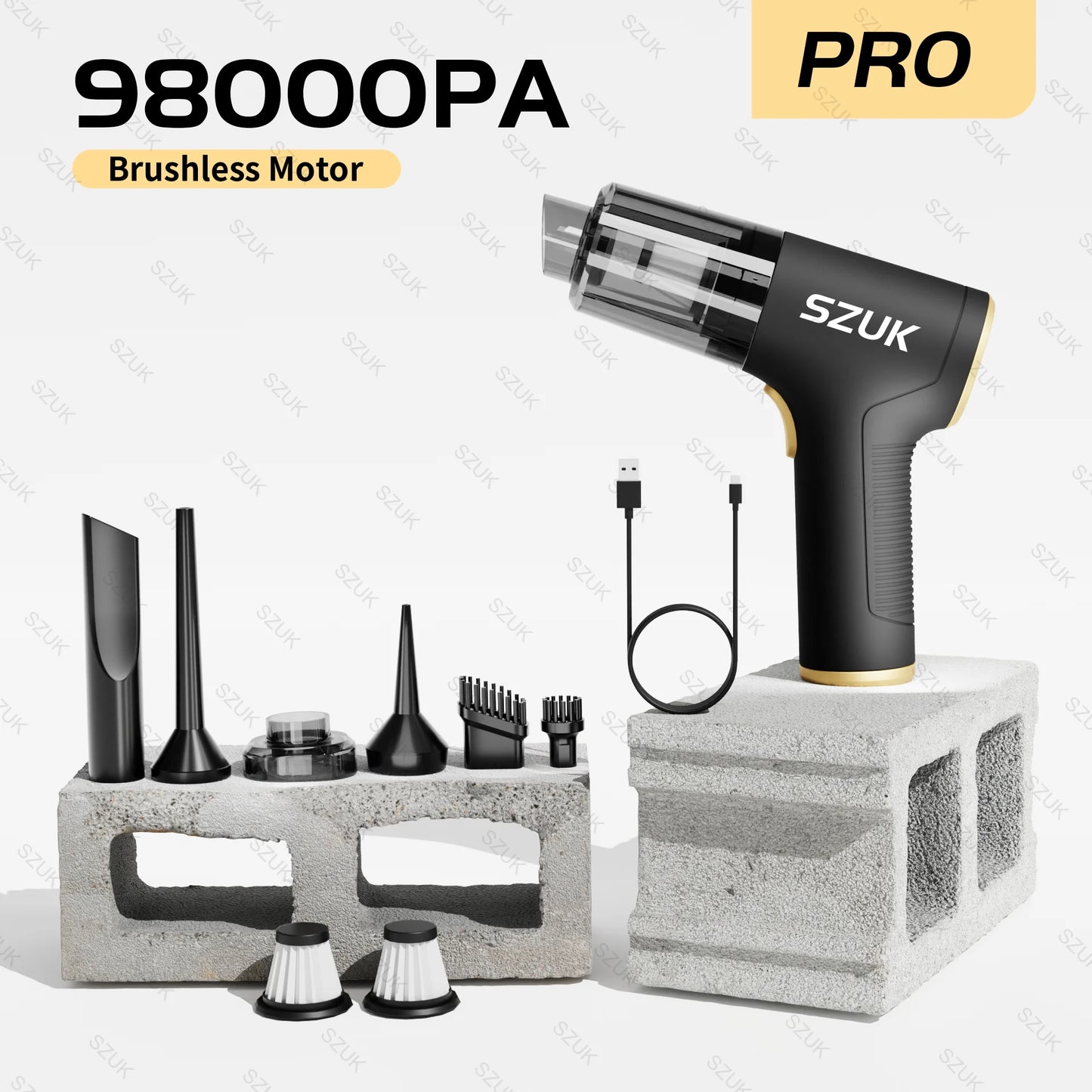 Mini Aspirador de Pó para Carro - Máquina de Limpeza Potente com Forte Sucção Portátil- SZUK
