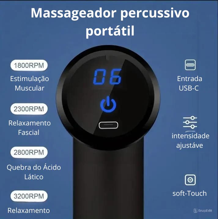 Mini Massajador Muscular Portátil para Corpo e Membros!