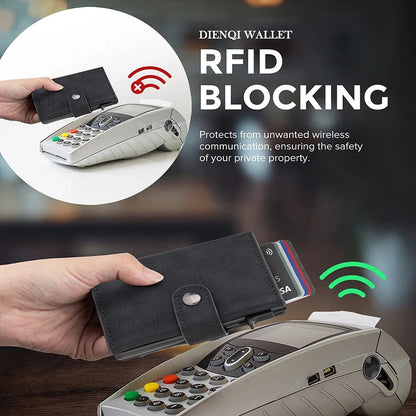Carteira Mini de Couro Sintético com Proteção RFID – Estilo Moderno e Compacto