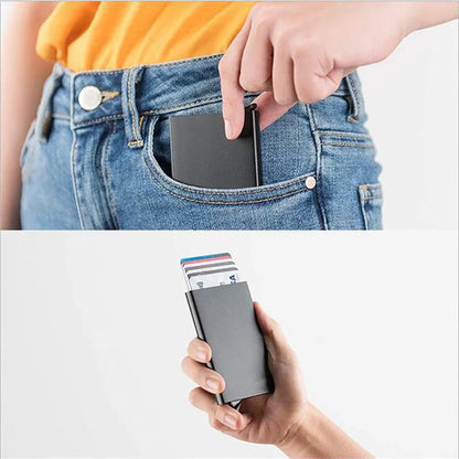 Carteira Inteligente RFID, Porta-Cartões, Metal, Fina e Slim, para Homens e Mulheres