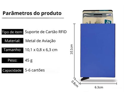 Carteira Inteligente RFID, Porta-Cartões, Metal, Fina e Slim, para Homens e Mulheres